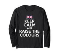 Bandera de Reino Unido con Texto en inglés «Keep Calm and Raise The Colours» Manga Larga