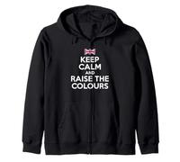 Bandera de Reino Unido con Texto en inglés «Keep Calm and Raise The Colours» Sudadera con Capucha