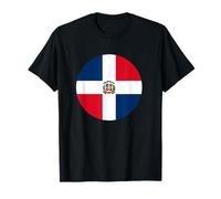Bandera de República Dominicana Diseño Círculo Patrimonio Domin Camiseta