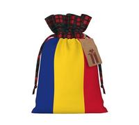 Bandera de Rumania 1 bolsa de regalo de Navidad con cordón de 4.7 x 6.9 pulgadas, para regalar en fiestas de vacaciones