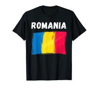 Bandera de Rumania Vacaciones Vintage Grunge Bandera rumana Camiseta