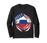 Bandera de Rusia Americana Orgullosa de mi Herencia Rusa Manga Larga