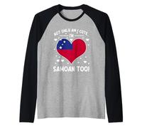 Bandera de Samoa Not Only Am I Cute Im Samoan Too Camiseta Manga Raglan