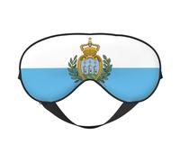 Bandera de San Marino cómoda ayuda a dormir suave máscara de ojos ajustable cubierta opaca reversible descanso nocturno