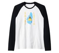 Bandera de Santa Lucía Envejecida para Hombres, Mujeres y niños, patriótica Camiseta Manga Raglan