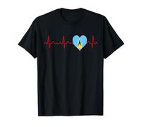 Bandera de Santa Lucía Heartbeat EKG Patriotic National Souvenir Camiseta