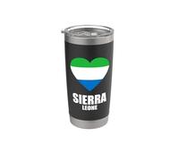 Bandera de Sierra Leona, camisa I love Sierra Leone, Sierra Leona Vaso térmico de acero inoxidable de doble pared