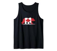 Bandera de silueta de oso de hoja de arce canadiense Camiseta sin Mangas