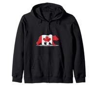 Bandera de silueta de oso de hoja de arce canadiense Sudadera con Capucha