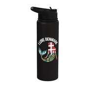 Bandera de silueta de sirena I Love Denmark Stainless Steel Insulated Water Bottle