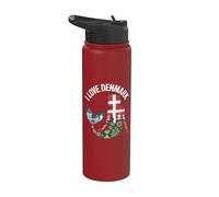 Bandera de silueta de sirena I Love Denmark Stainless Steel Insulated Water Bottle