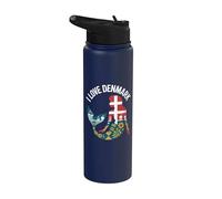 Bandera de silueta de sirena I Love Denmark Stainless Steel Insulated Water Bottle