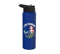 Bandera de silueta de sirena I Love Denmark Stainless Steel Insulated Water Bottle