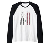 Bandera de Siria angustiada sobre Bandera Americana Camiseta Manga Raglan