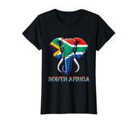 Bandera de Sudáfrica Elefante Arte Orgullo Africano Camiseta gráfica económica, Mujer, Negro, XL