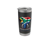 Bandera de Sudáfrica Elefante Arte Orgullo Africano Vaso térmico de acero inoxidable de doble pared