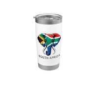 Bandera de Sudáfrica Elefante Arte Orgullo Africano Vaso térmico de acero inoxidable de doble pared