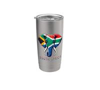 Bandera de Sudáfrica Elefante Arte Orgullo Africano Vaso térmico de acero inoxidable de doble pared