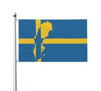 Bandera de Suecia de 3x5 pies, bandera de exterior de doble cara con 2 ojales de latón, ideal para decoración de patios y jardines.