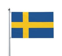 Bandera de Suecia de 3x5 pies, bandera de exterior de doble cara con 2 ojales de latón, ideal para decoración de patios y jardines.