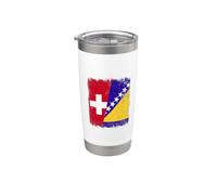 Bandera de Suiza Bosnia y Herzegovina Raíces Bosnias Suizas Vaso térmico de acero inoxidable de doble pared