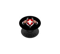 Bandera de Suiza Rasgada Raíces del Orgullo Suizo PopSockets PopGrip Adhesivo