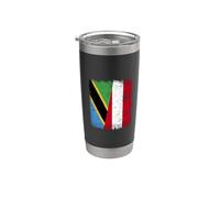 Bandera de Tanzania Austria | Raíces austriacas tanzanas Vaso térmico de acero inoxidable de doble pared