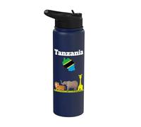 Bandera de Tanzania viaje recuerdo safari amante Tanzania mapa Stainless Steel Insulated Water Bottle