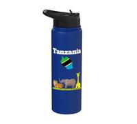 Bandera de Tanzania viaje recuerdo safari amante Tanzania mapa Stainless Steel Insulated Water Bottle