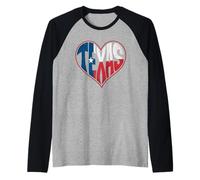 Bandera de Texas, corazón, amor, estrella, orgullo estatal, vintage, patriota Camiseta Manga Raglan