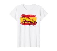 Bandera de Toro español, Orgullo de España, Patrimonio ibérico Camiseta gráfica económica, Mujer, Blanco, L