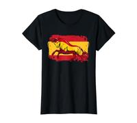 Bandera de Toro español, Orgullo de España, Patrimonio ibérico Camiseta gráfica económica, Mujer, Negro, L