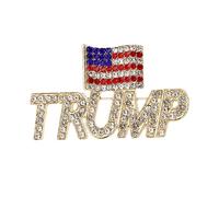 Bandera de Trump 2024, broche de Trump con diamantes de imitación, broche de Trump de cristal con la bandera de Estados Unidos, broche de recuerdo, pin de Trump para desfile de reuniones, Metal,