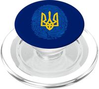 Bandera de Ucrania con Huella Digital de Ucrania PopSockets PopGrip para MagSafe