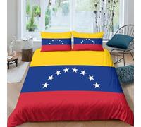 Bandera de Venezuela Juego De Funda Nórdica con Tema Impreso En 3D Bandera Nacional con Fundas De Almohada Funda De Edredón, Juego De Cama Suave Y De Fácil Cuidado Double（200x200cm）
