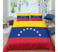Bandera de Venezuela Juego De Ropa De Cama con Estampado 3D Bandera Nacional, Juego De 3 Piezas con Tema De Decoración De Habitación, De Microfibra Suave De Fácil Cuidado King（220x240cm）