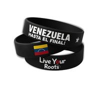 Bandera De Venezuela pulsera Negras (Pack de 3) | Alusiva a la Bandera Venezuela 7 Estrellas con lema HASTA EL FINAL Silicona unisex 15 mm, 202 mm | Brazalete de identidad, deporte y cultura