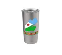 Bandera de Yibuti africana para hombres, mujeres y niños Vaso térmico de acero inoxidable de doble pared