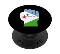 Bandera de Yibuti Puño Elevado Diseño de Resiliencia de Yibuti PopSockets PopGrip Adhesivo