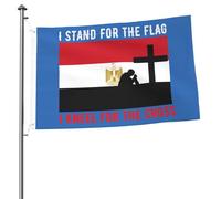 Bandera decorativa al aire libre duradera de doble cara de 2 x 3 pies con texto en inglés "I Stand For The Egypt Flag And I Kneel For The Cross"