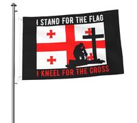 Bandera decorativa al aire libre duradera de doble cara de 2 x 3 pies con texto en inglés "I Stand For The Georgia Flag And I Kneel For The Cross"