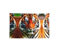 Bandera decorativa de cuatro agujeros con estampado de rayas de tigre naranja con 4 ojales reforzados, bandera ligera para uso en casa, fiesta, festival, playa