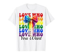 Bandera del Arco Iris del Orgullo Gay LGBTQ Coquette Girl Love Who You Want Camiseta