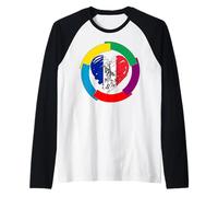 Bandera del día de la lengua francesa Corazón Int'l Día de la Francofonía Camiseta Manga Raglan