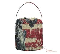 Bandera del Día de los Presidentes de Estados Unidos y Lady Liberty Crochet Storage Storage Crochet Hook Storage con agujeros Almacenamiento de agujas para tejer agujas de ganchillo accesorio de