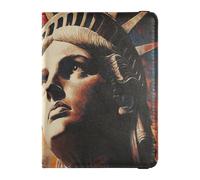 Bandera del Día de los Presidentes de Estados Unidos y Lady Liberty de cuero para pasaporte y tarjeta de vacunación, cartera para pasaporte de viaje con ranura para tarjeta de vacunación, combo con