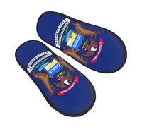 Bandera Del Estado De Michigan Unisex Slippers Ligero Pantuflas Suave Zapatos Para Invierno Interior Salon M