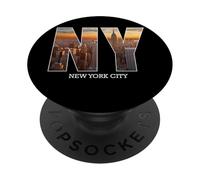 Bandera del Horizonte de la Ciudad de Nueva York del Estado de Nueva York Vintage City Retro PopSockets PopGrip Adhesivo