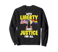 Bandera del Orgullo de Estados Unidos con Liberty and Justice For All Pride Month Sudadera