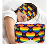 Bandera del orgullo gay con corazones arcoíris, Antifaz para dormir, ideal para el hogar, viajes y trabajo por turnos. Cubre completamente los ojos y bloquea la luz.
